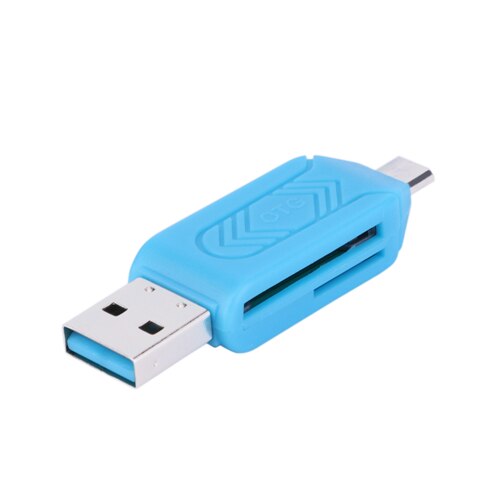 USB2.0 Micro lecteur de carte USB OTG pour TF SD carte mémoire PC accessoires de téléphone portable pour Samsung: Bleu