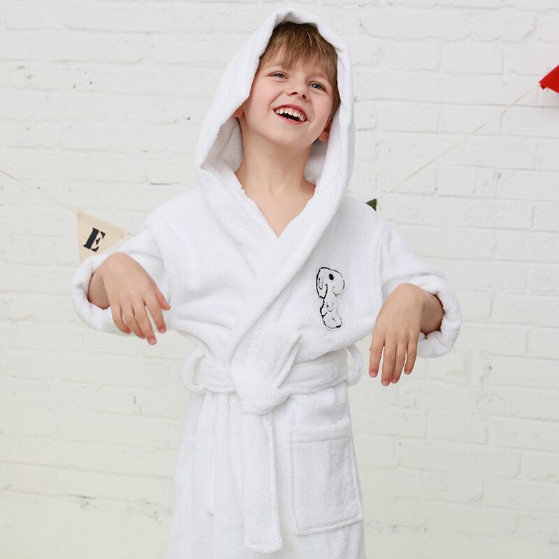 Kids Bathrobe Cotton Sleepwear Baby Boys Robes For Girls Clothing Winter Warm Home Wear Teens Robes Children Clothing Sleepwear: White / S(100-120cm)