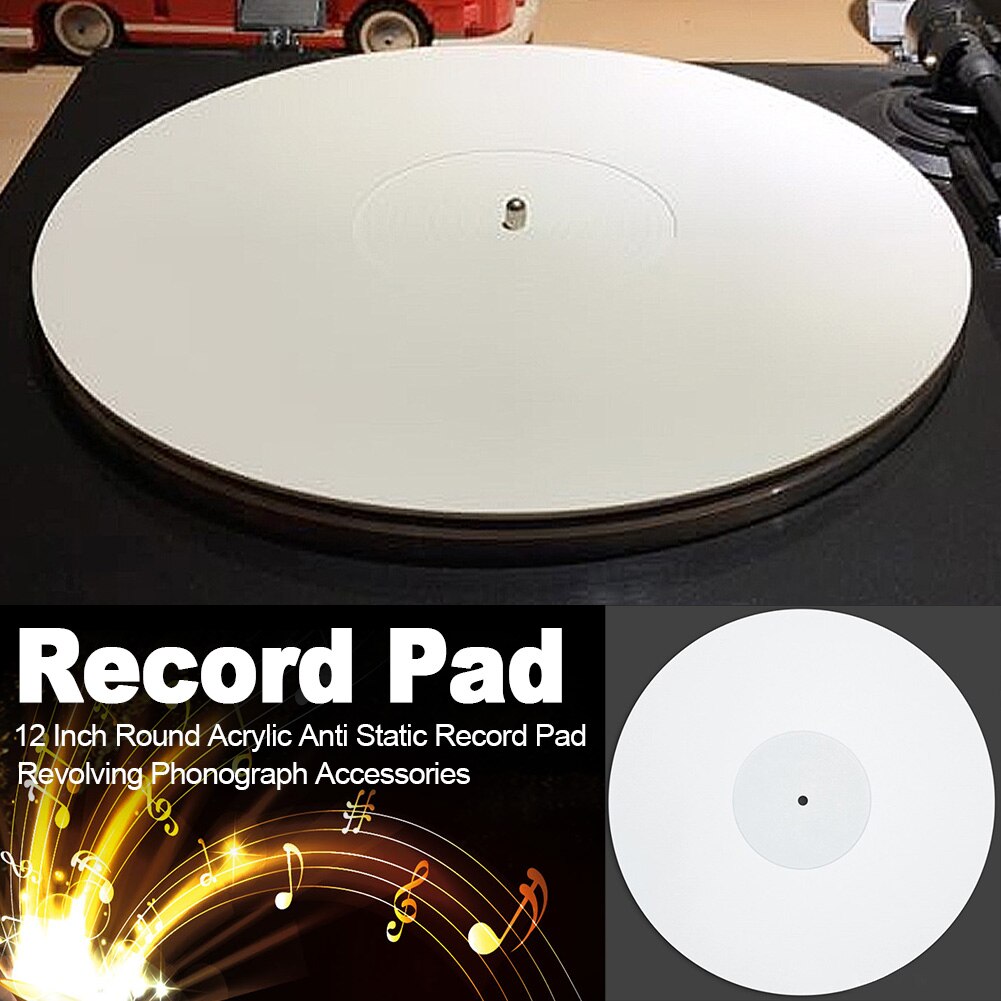 12 Inch Anti Static Turntable Home Disc Reduce Shock Phonograph Accessories Ultra Thin Round Music Record Pad Revolving Acrylic