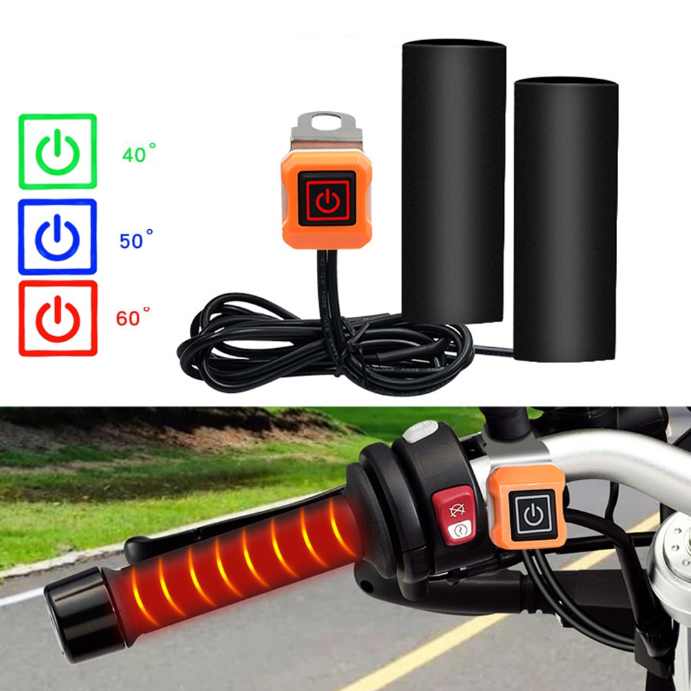 12V Motorcycle Heating Handle Cover Lntelligent Temperature Control Third Gear Heated Handlebar Pad For ATV Motorcycle Bike: Default Title