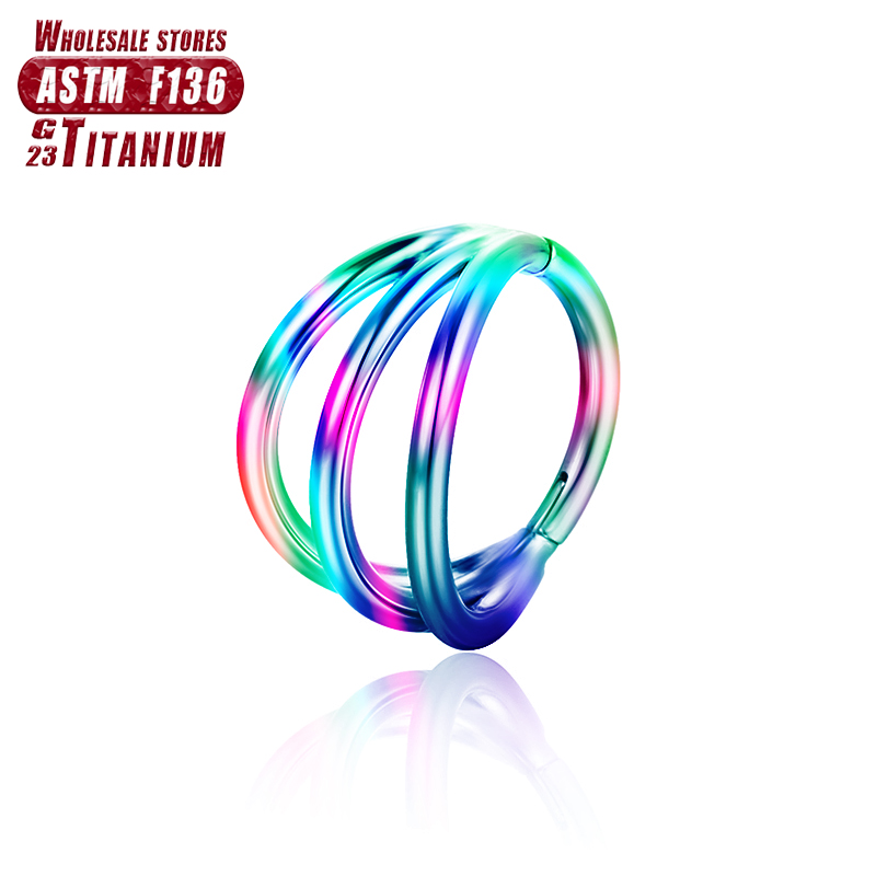 Piercing Septum Zirkoon Clicker F136 Titanium 3 Zijden Uit Neus Ringen Hoepel Scharnier Segment Helix Oorbel Sexy Lichaam Sieraden: Rood / Imitation Rhodium Plated