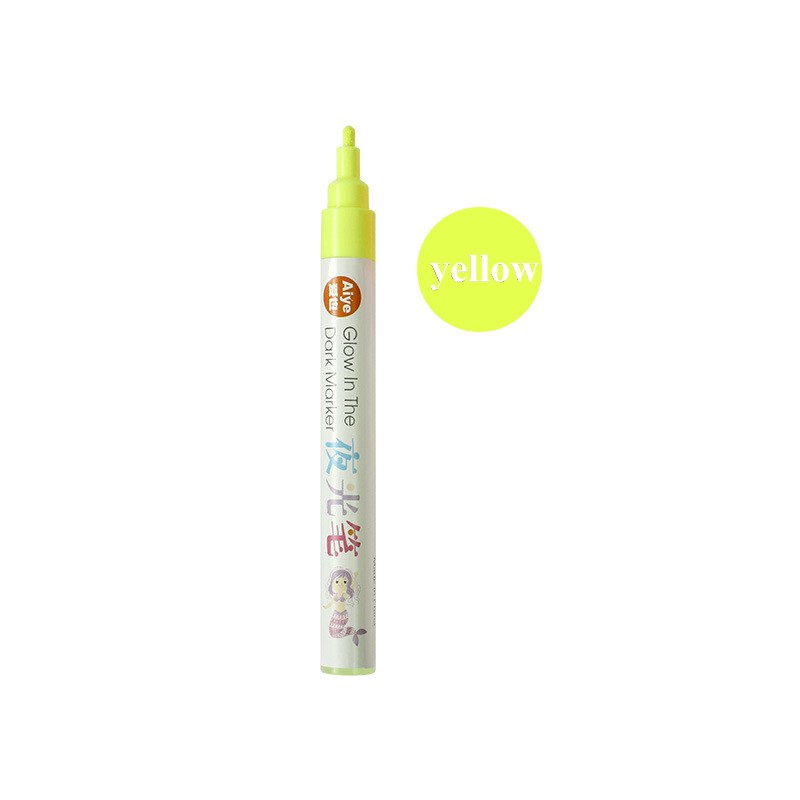 Kleurrijke glow-in-the-dark pen handgeschilderde glow-in-the-dark studentenkrabbels creatieve doe-het-zelf watergedragen glow-in-the-dark schoolmarkering: YELLOW