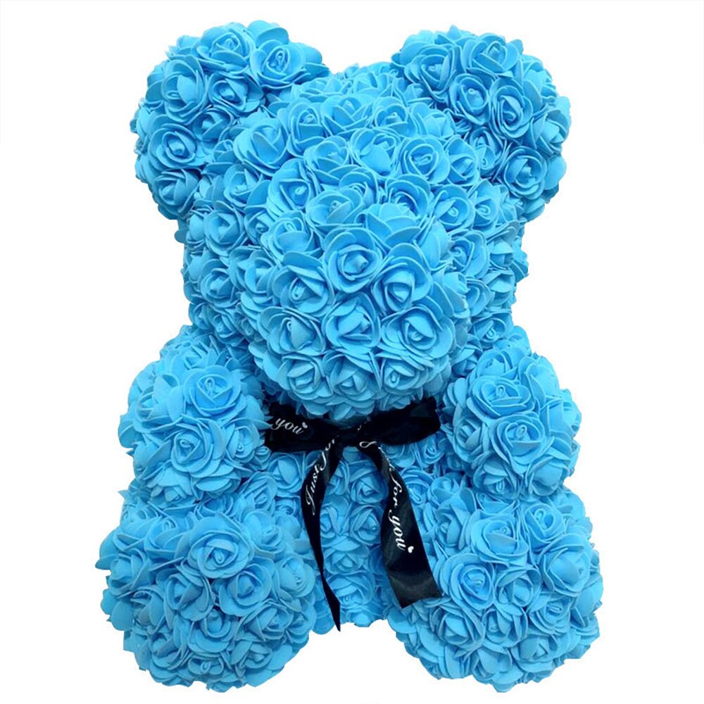 Ourson en roses artificielles, grand 40cm, ours en fleurs de polyéthylène, pour femmes, pour la saint-valentin, coffret noël mariage, décoration de maison