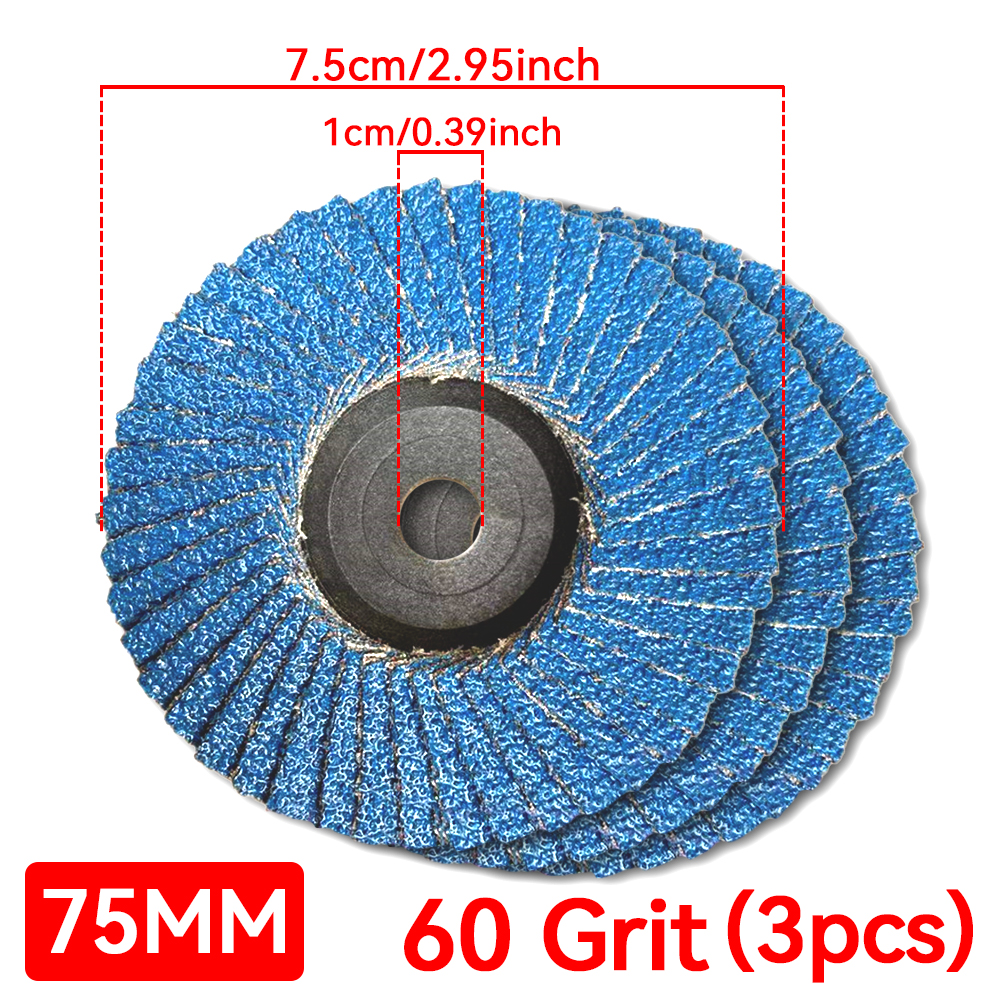 Discos de aleta de 75mm, muelas de corindón de Zirconia, discos de pulido de aleta de grano 40/60/80/120, lijado para herramienta de amoladora angular, 3 uds.: Oro