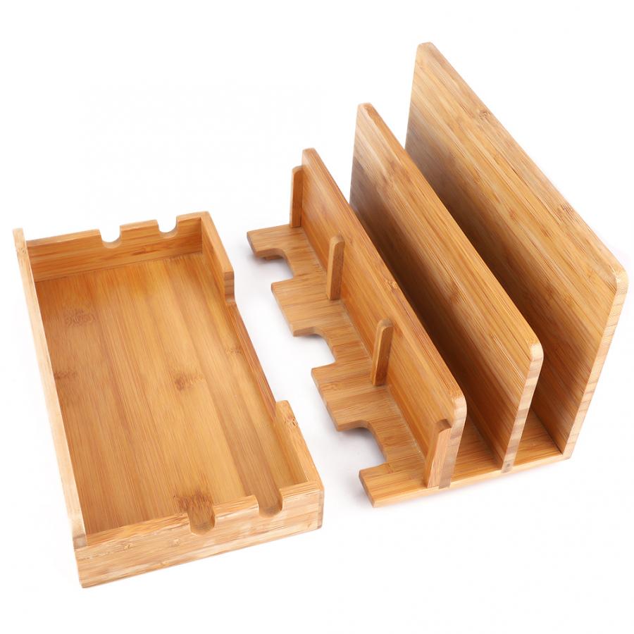 Soporte de carga de madera de bambú Base multifunción soporte de teléfono móvil estación de carga teléfono tableta organizador de escritorio