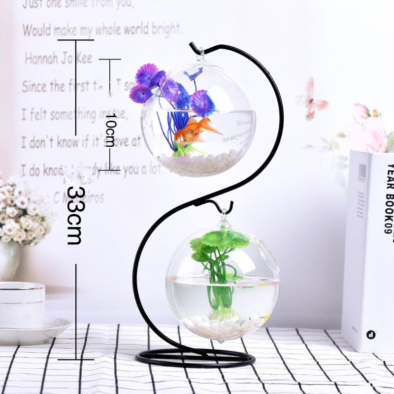 Ecosphère-boule de poisson rouge suspendue | Aquarium, bol de réservoir de poisson, Vase de plante de fleur, bol de Table pour petits accessoires fournitures pour animaux de compagnie: WHITE