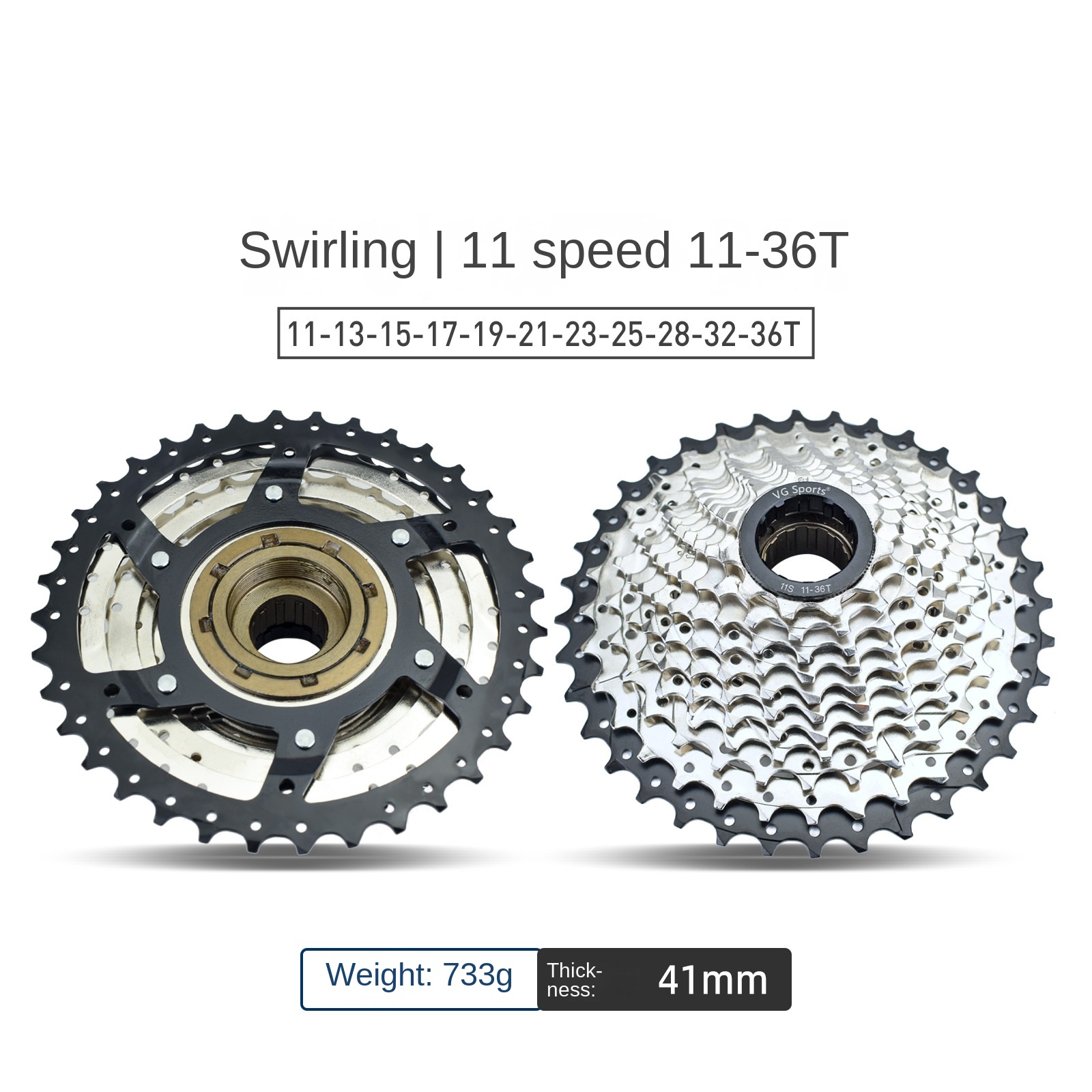 1pc Bicycle Rotary Flywheel 5/6/7/8/9/10/11 Speed Bike Rotary Freewheel 14-36T Fly Wheel forShimano Cycling or 1pc Sleeve Tools: army green