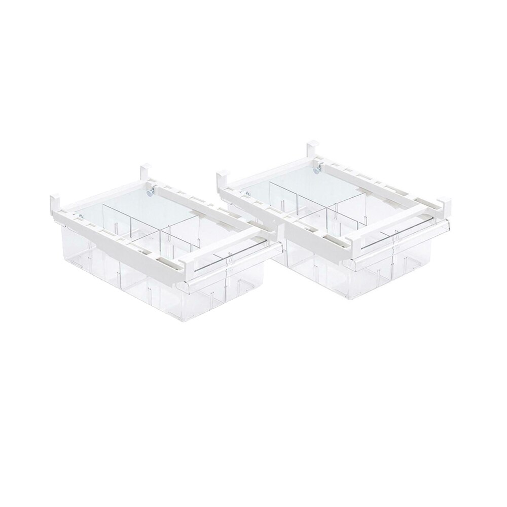 1/4/8 Compartment Refrigerator Drawer Organizer Bin Transparent Fridge Storage Bin Containers for Pantry Freezer Snack Container: 4 grid 2pcs