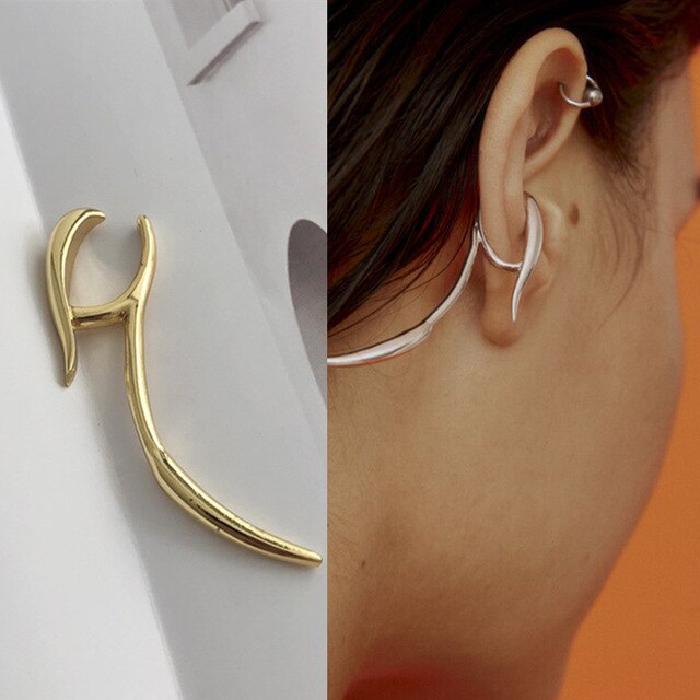 HUANZHI2020 Gold Metal Oor Manchet Oorbellen Zonder Piercing Geometrische Kraakbeen Oorbellen Voor Vrouwen Meisje Sieraden: 14 gold