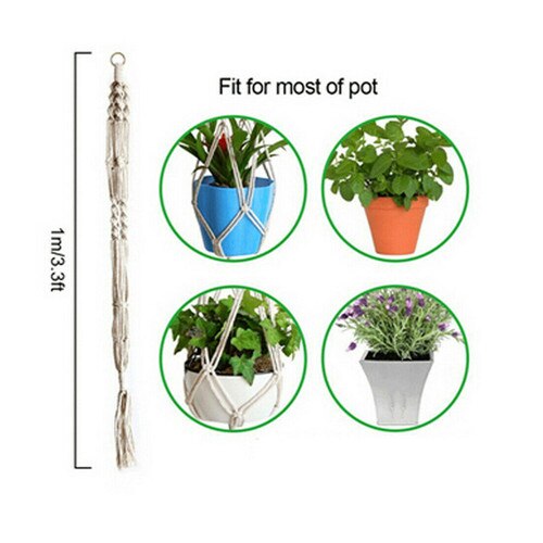 Vintage indretning hængende planter kurv jute reb flettet håndværk hængende kurve urtepotte planteholder potte makrame plante bøjle