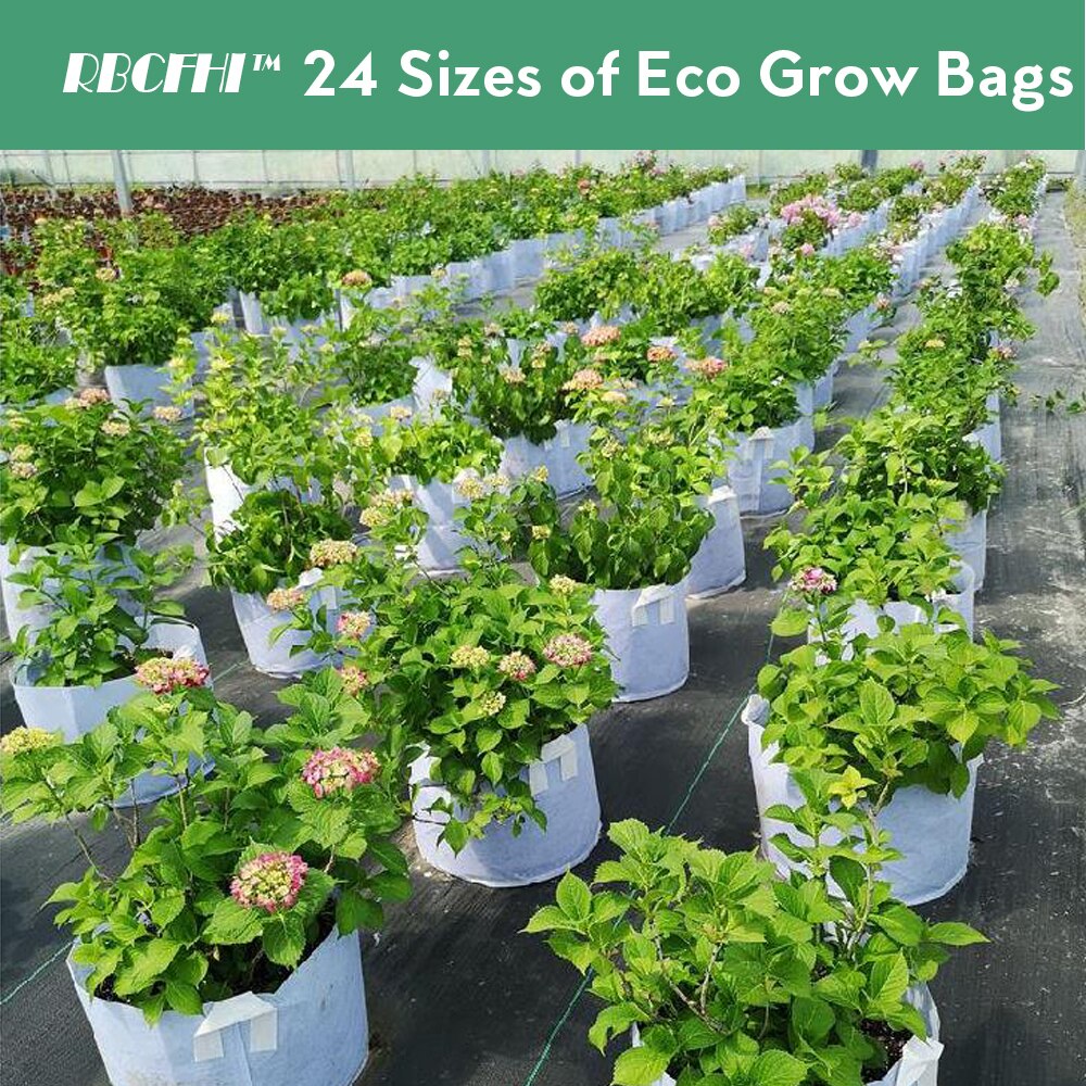 RBCFHI 24 tipos de bolsas de cultivo de tejido económico blanco aireación macetas no tejidas Control de raíces planta contenedor Bolsa plantación de jardín doméstico
