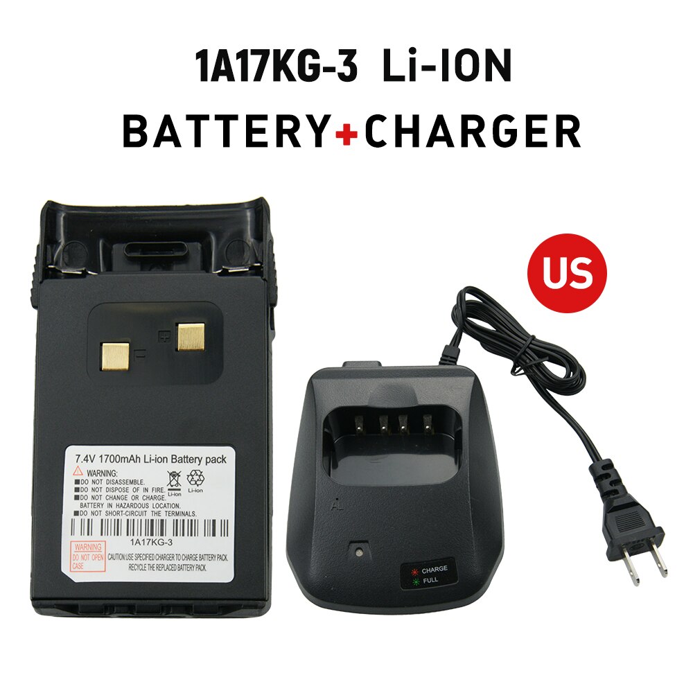 7.4V 1700mAh 1A17KG-3 Li-ion Batterie pour WouXun KG-UVD1P KG-UV6D KG-659 KG-699 KG-689 Radio Bidirectionnelle Rapide Batterie avec Clip Ceinture: Charger package  US