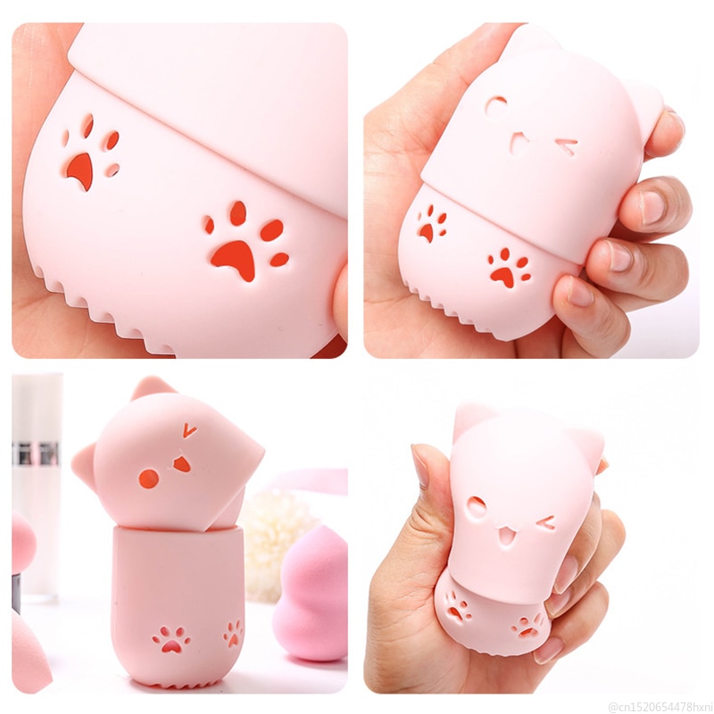 1 pièces Silicone souple poudre bouffée support de séchage oeuf support Pad maquillage éponge présentoir cosmétique éponge caisse bouffée directe