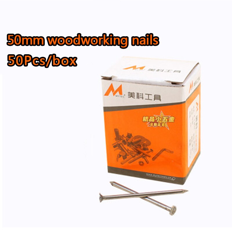 16-100mm Woodworking Nails Household Round Handmade Wall Nails DIY Hardware Tools Fine Iron Nails Long Solid Wood Board: 50mm 50pcs box