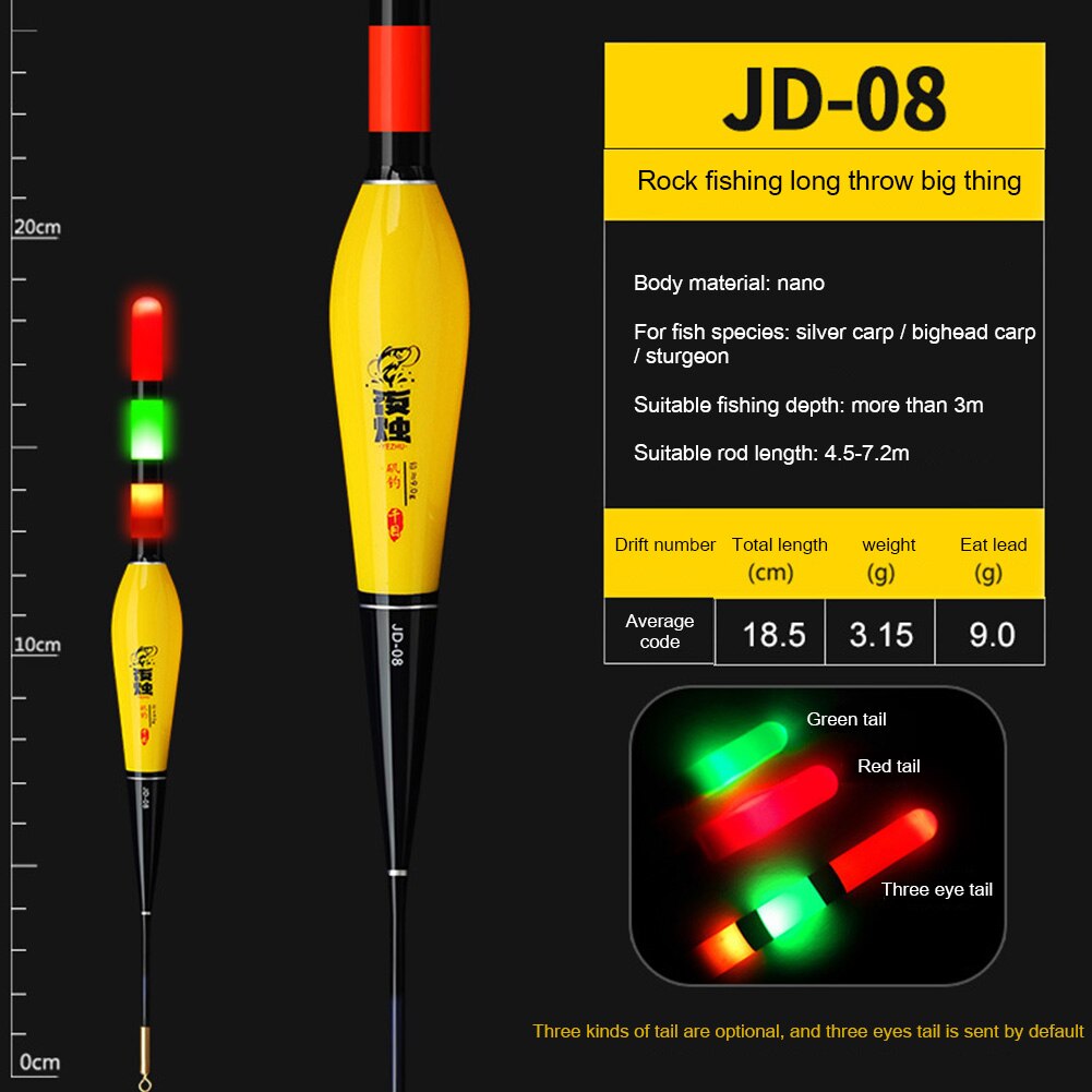 Carp Rock Fishing Float Electric Night Electronic Long Casting Bobber for Outdoor Fishing Rod Floats Accessories: JD-08