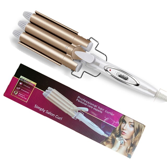 Hair Curler 3 Vaten Krultang Professionele Haar Krultang Roller Wave Wand Keramische Triple Barrel Krullend Hair Styling Gereedschap: With box / Au