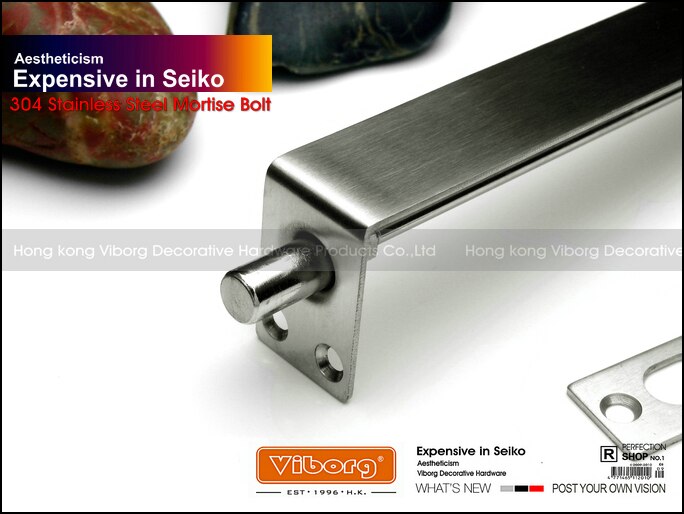 VIBORG 25CM (10") 304 Stainless Steel Door Bolt Security Door Guard Lever Action Flush Latch Slide Bolt Lock brushed