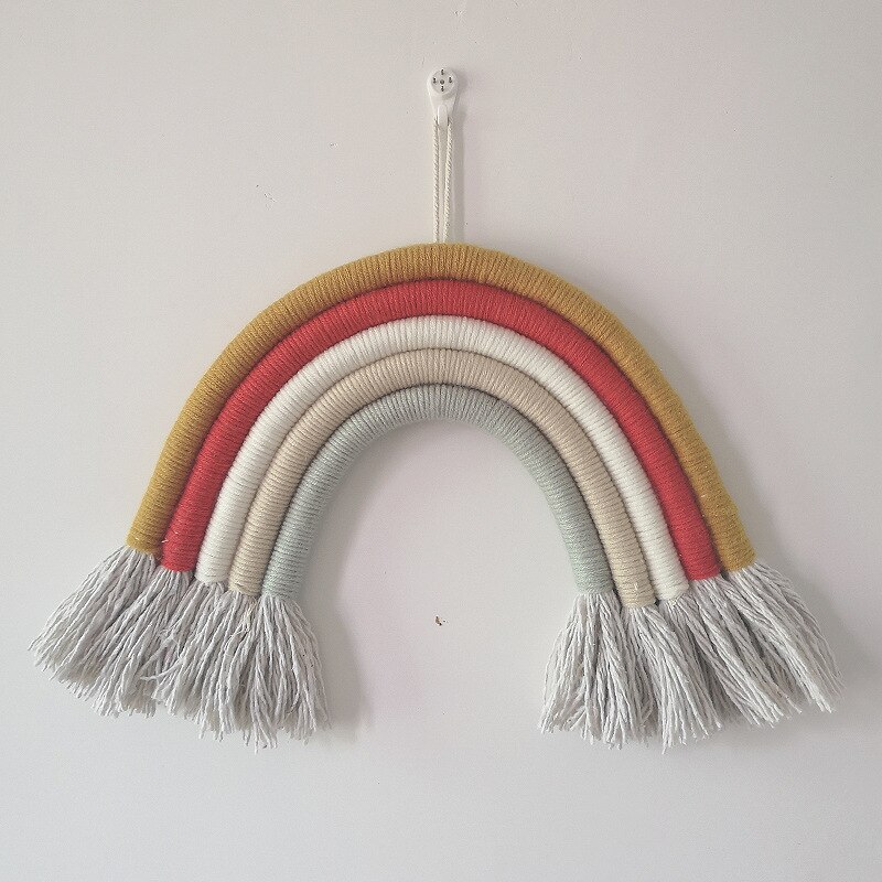 Adornos colgantes de arcoíris tejidos a mano, decoración de pared para habitación de bebés y niñas, colgantes para guardería, accesorios para habitación de niños: 8