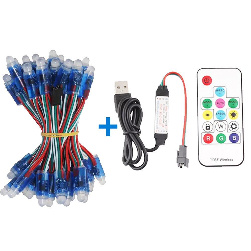 50pcs DC5V WS2811 Full Color LED Pixel Light Module IP68 Waterproof RGB Color 2811 1903 IC Digital LED christmas Light: 14Keys