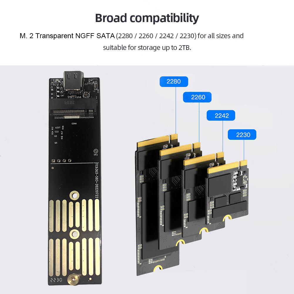 M.2 ngff sata festplatten box typ c usb 3,1 transparentes externes ssd gehäuse 10gbps festplatten gehäuse adapter für