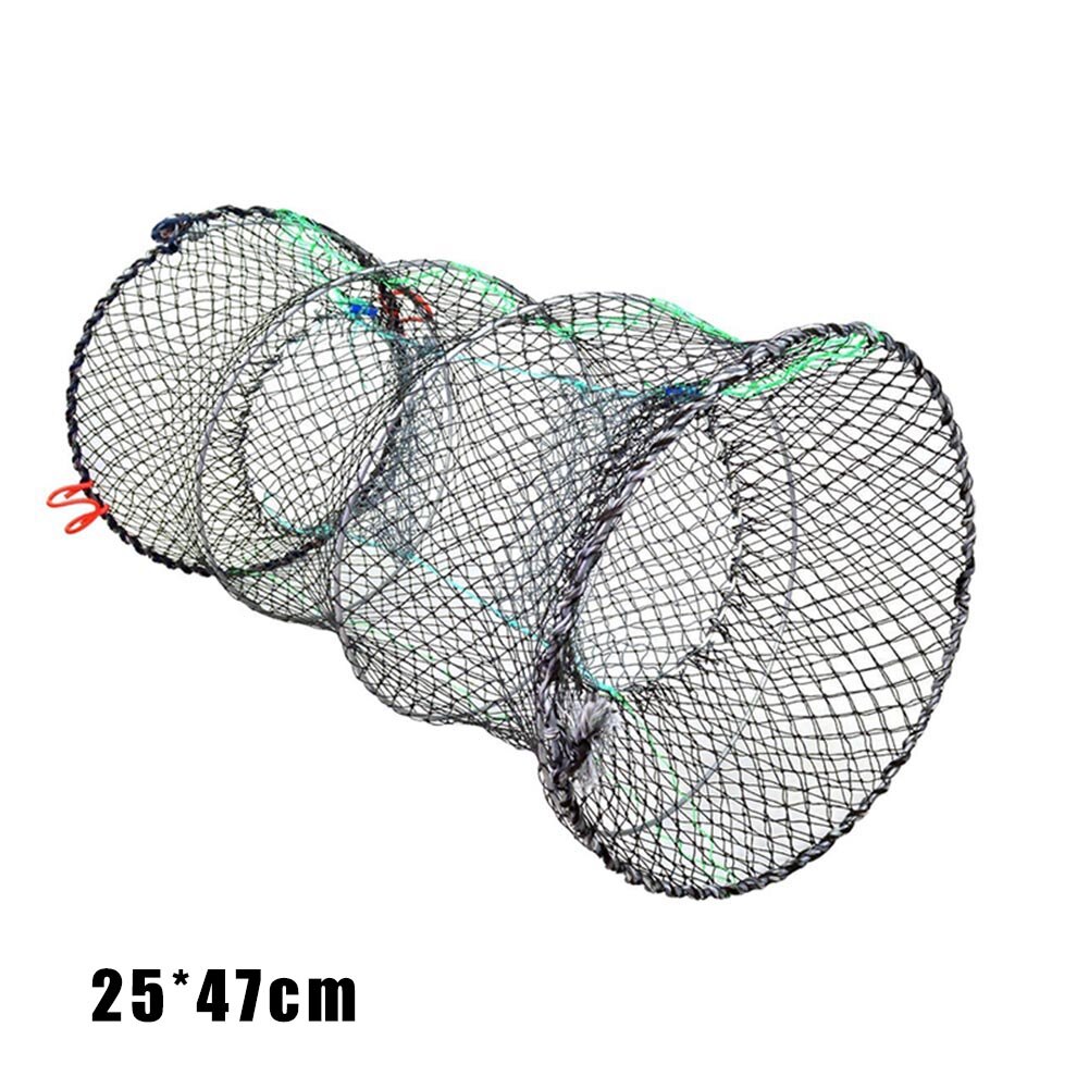 Red de trampa para cangrejos, jaula plegable portátil para langosta y camarones, accesorios de pesca: 25CMX47CM