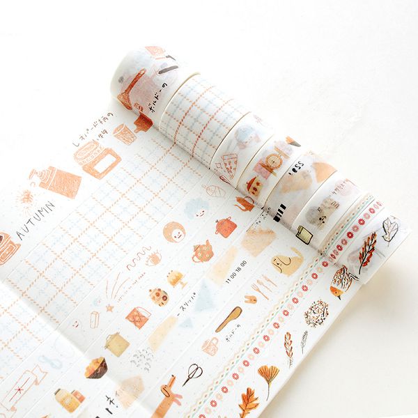 8 Pcs/Set Washi Tape Masking Washitape Wasi Tape De Decoracion Scrapbooking Cute Floral Deco Planner Wide Sakura Decorative: 5