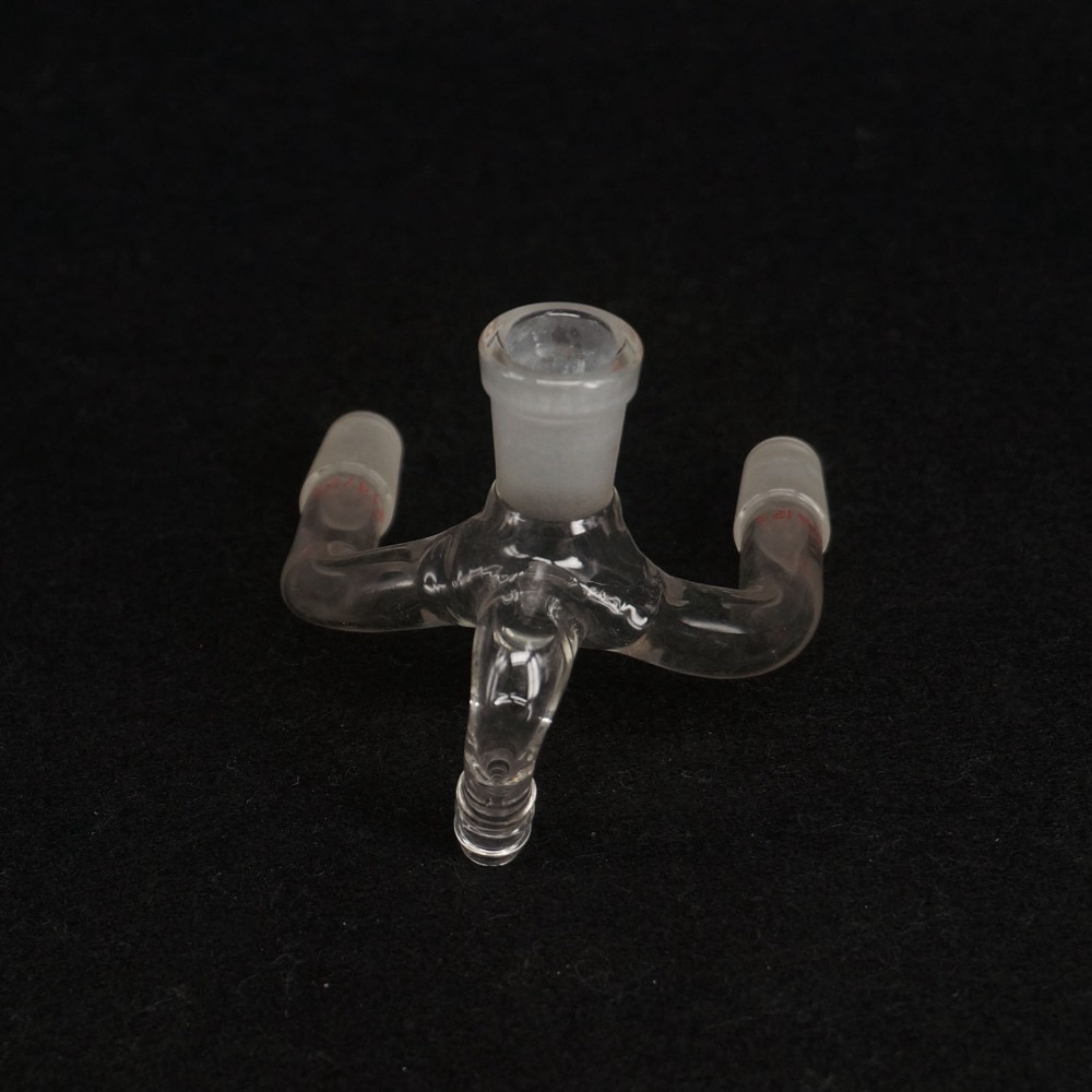 14/23 x 14/23 Joint 2-Way Lab Glass Vacuum Receiver Adapter Science Glassware