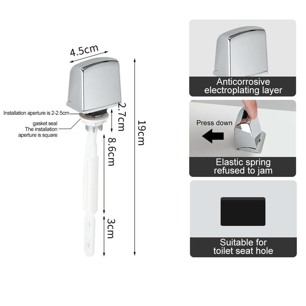 1Pc Universele Toiletspoelhendel Schakelaar Knop Kant Voor Tank Vervanging Drukknop Abs Chromen Badkamer Toiletonderdelen
