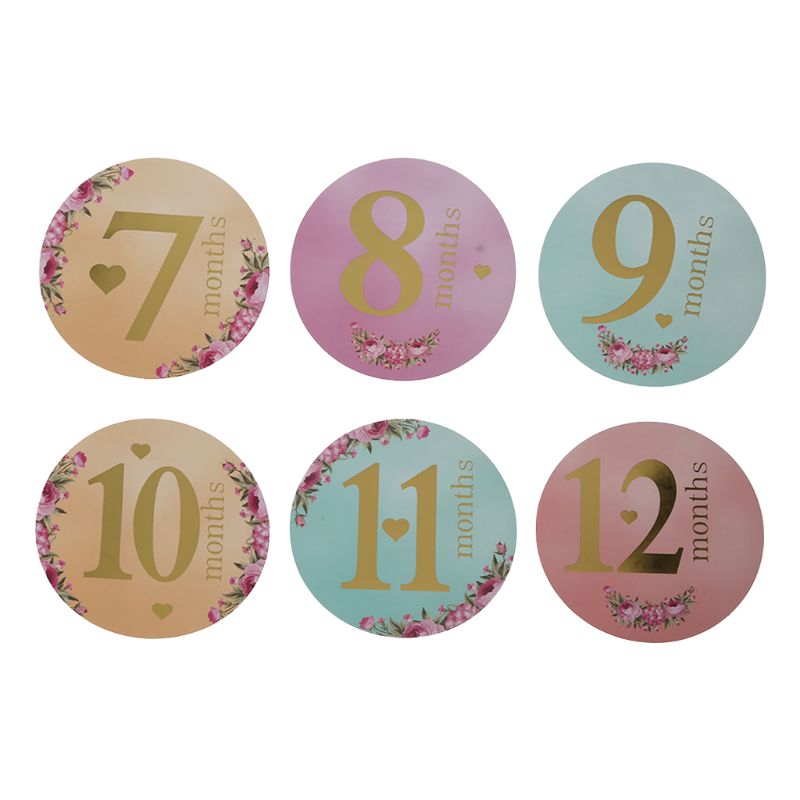 12 Pièces/ensemble Mois Autocollant Bébé Photographie Étape Mémorial Mensuel -Né Enfants Carte Commémorative Nombre Photo Accessoires