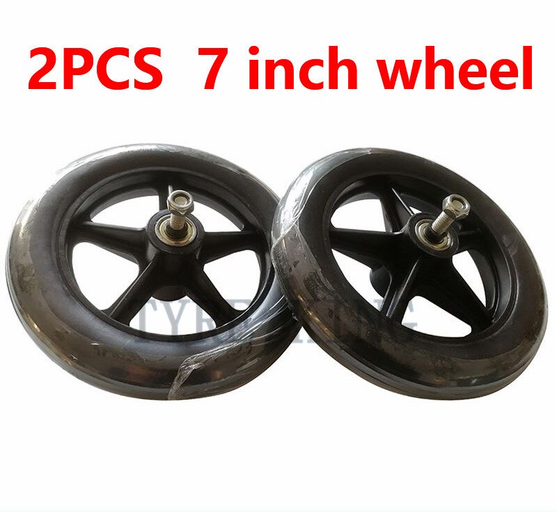 Wheelchair Front Wheel Universal Wheel Accessories 7-inch Wheel Tyre 2PCS 7" Solid Tire Wheelchair Wheel Front Small Wheel