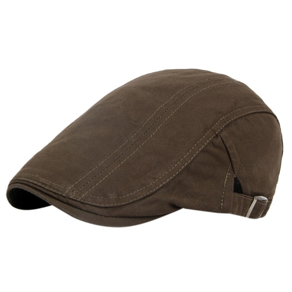Boina clásica de algodón estilo occidental para hombre, gorro de vendedor de periódicos, estilo británico, clásico, Vintage, Color sólido, para Otoño e Invierno: C