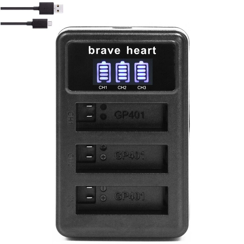4 Stuks 1600Mah Gopro Hero 4 Batterij Vervanging + Led 3-Slots Usb Lader Voor Gopro HERO4 Gopro AHDBT-401 Actie Camera Bateria: charger only