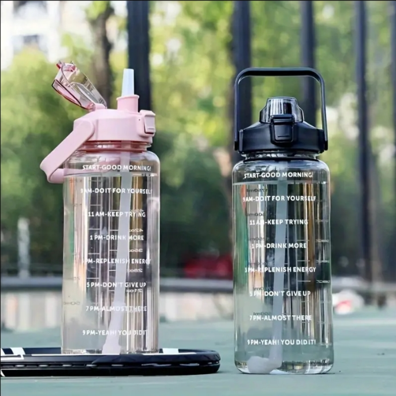 Butelka na wodę 1L bez BPA] 1 szt. Butelka na wodę PPSU z oznaczeniem czasu, słomką i uchwytem - Duża pojemność, dzbanek na wodę bez BPA