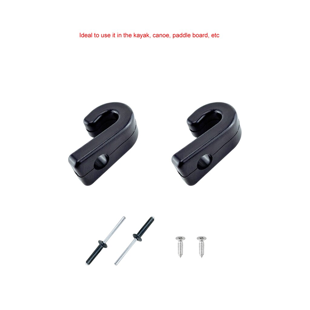 1 Pair J Shape Hook Durable Plastic J Shape Screws Lashing Hook J-hooks Tie Down Hook for Kayaks Canoes Rowing Boats Accessories