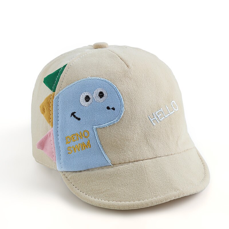 Cartoon Baby Baseball Cap Nette Dinosaurier Brief Kinder Baby Mädchen Jungen Sonnenhut Hut Frühling Sommer Kinder Kleinkind Strand Hut: beige