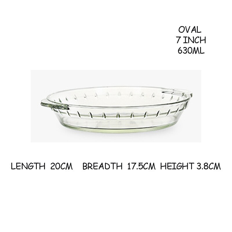 Klart glass ovnsbrett mikrobølgeovn firkantet tallerken ildfast fett med til ører comal kake brød rund ovnsbolle enkel lunsjtallerken: 7 tommer