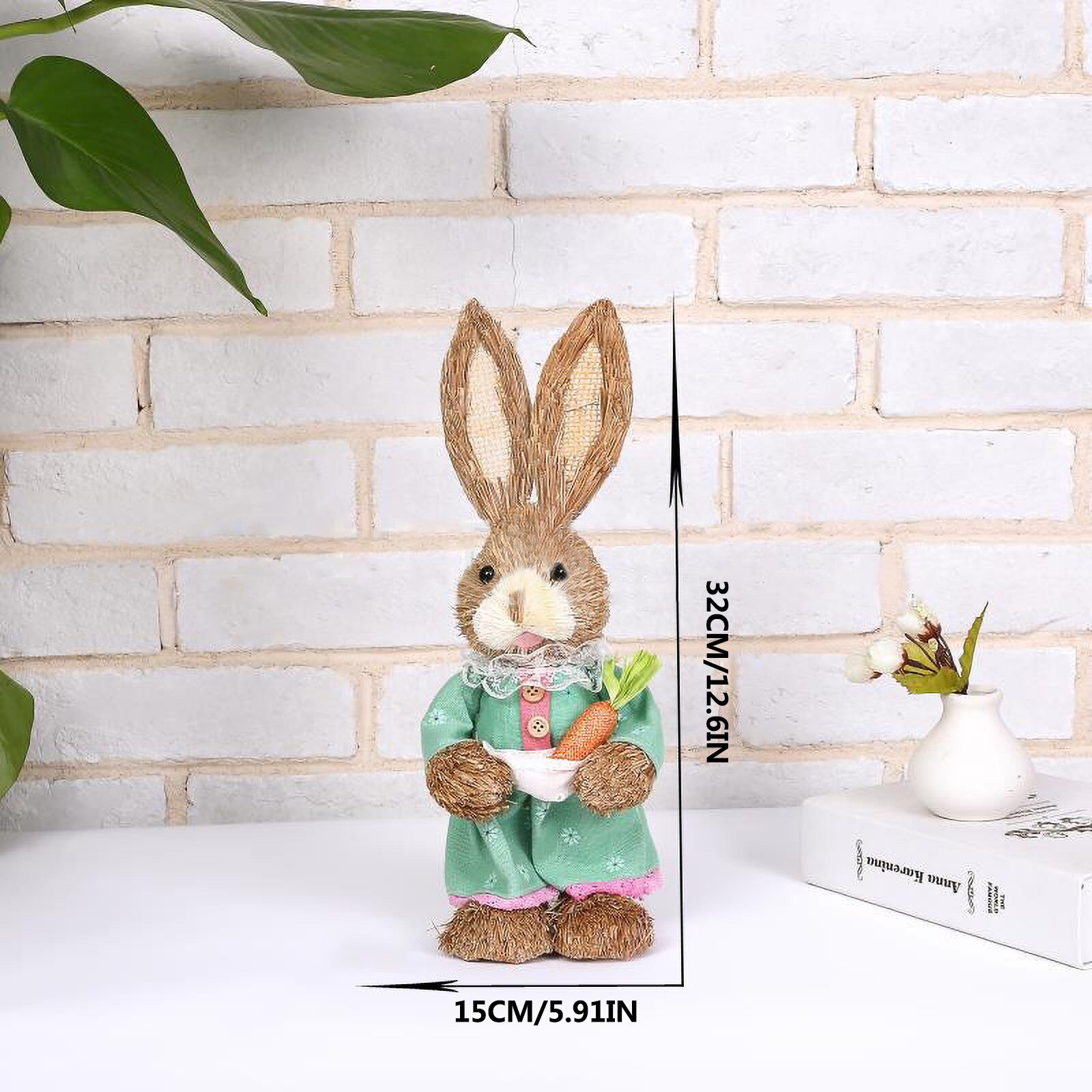 Pasen Simulatie Bunny Huis Tuin Bunny Decoratie Creatieve Stro Bunny Ornament Gesimuleerde Konijn Decor Tuin Decoratie # T2G