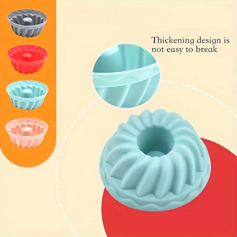 4/12Pcs Non-stick Silicone Mini Cake Pans Molds Muffin Cupcake Jelly Mold Fluted Tube Cake Making Reusable Kitchen Baking Tool