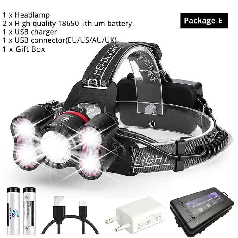 Super helle LED Scheinwerfer 1 x T6 + 40 x 2835LED Scheinwerfer 4 beleuchtung modi Mit intelligente licht spüren Für Camping, angeln: Paket E