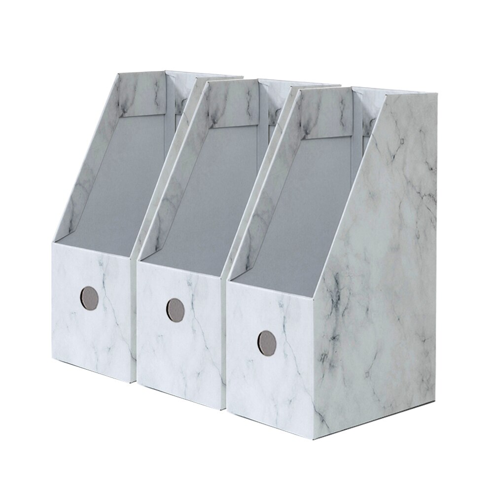 Foldaway-archivador de mármol para periódicos, organizador superior de escritorio, revista, librería, papel corrugado blanco, papelería de oficina (10 uds): B