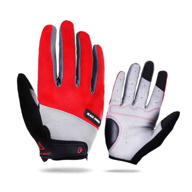 Luvas para ciclismo unissex, luvas respiráveis para motociclismo com touch screen, primavera/outono, vermelha, preta e vermelha azul: Red / XL