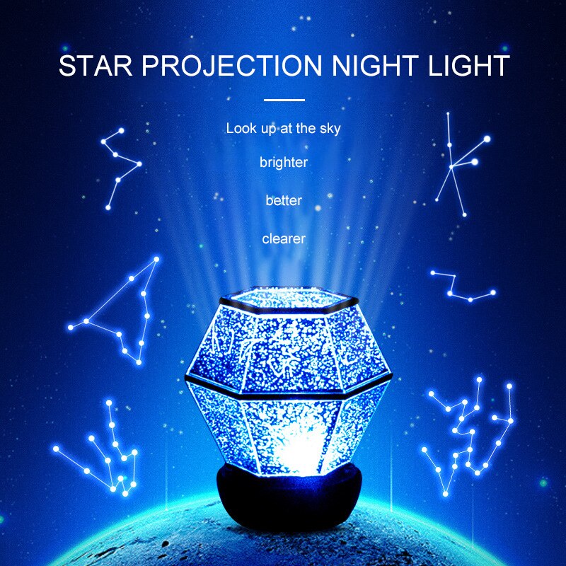 Romantische Roterende Sterrenhemel Star Projector Lamp Led Nachtlampje Sterrenhemel Planeet Magic Home Planetarium Universum Lamp