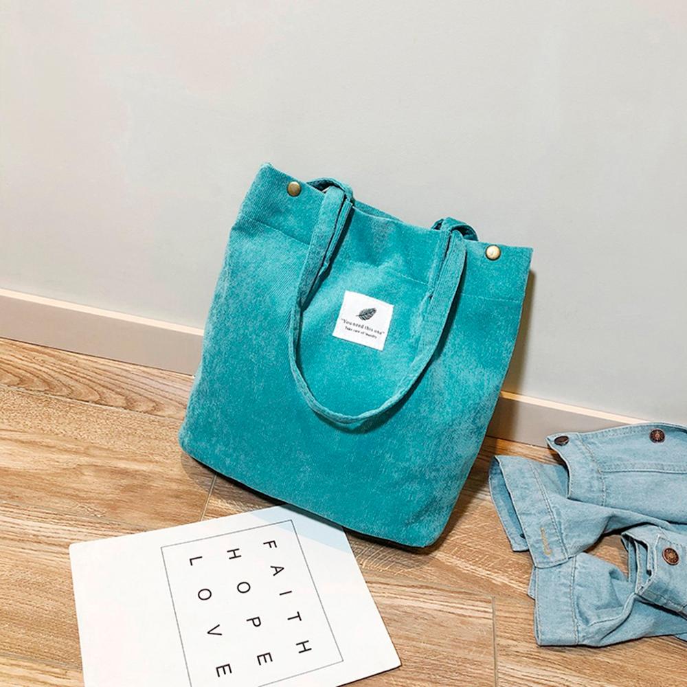 Frauen Cord Reine Farbe Schulter Tasche Satchel Tote Einkaufen Hand Casual Umhängetasche Frische Reise Umhängetaschen