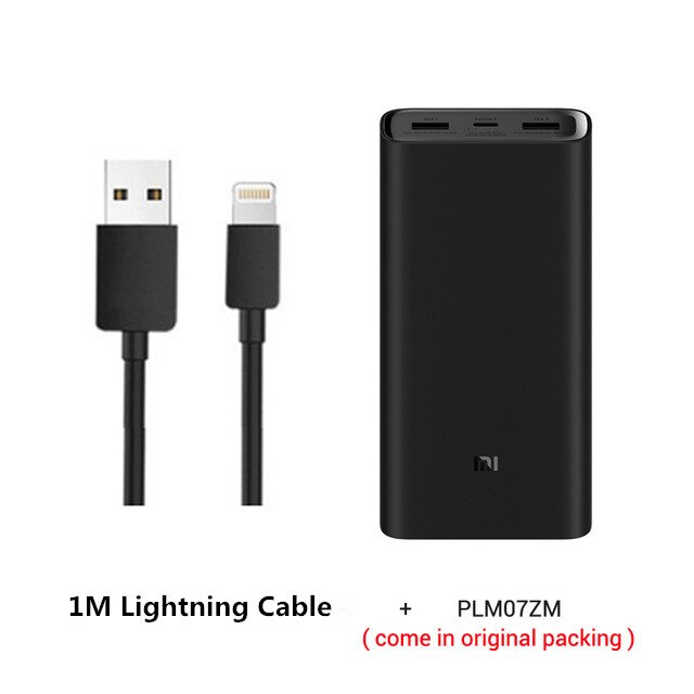 Xiaomi Power Bank 3 20000mAh Mi Powerbank USB-C 45W Portable Charger Dual USB Powerbank for Laptop Smart phone: Add for iphone cable