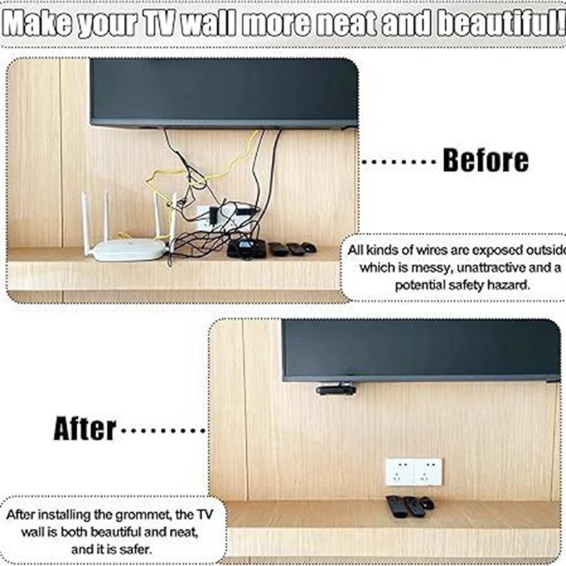 AFOURT-6PCS TV-Kabelversteck 2-3/8"(60mm) In der Wand Kabelmanagement-Kit Kabelversteck für wandmontierte TV-Lochsägen-Bohraufsatz