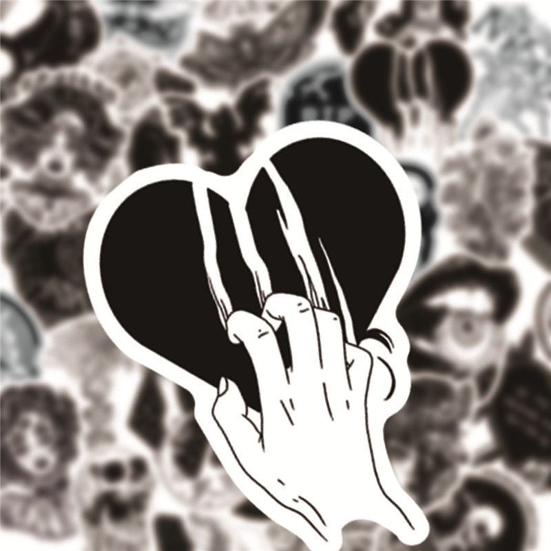 50pcs/lot Black and White Gothic Stickers For Luggage Motorcycle Suitcase laptop skateboard Stickers