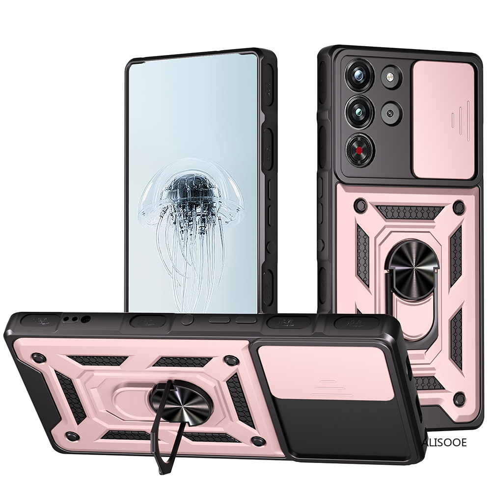 Funda for ZTE Redmagic 10 Pro Case Slide Camera Ring Stand Protection Cover for ZTE Red Magic 10 Pro Plus Shockproof Capa: GRAY / ZTE nubia Red Magic 10 Pro+