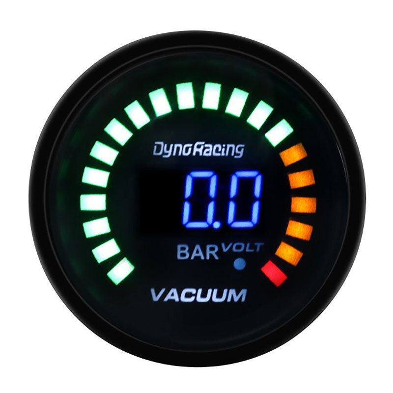 Dyno Racing 2 pouces 52mm 12V voiture LED numérique jauge à vide avec lentille de fumée de capteur: Default Title