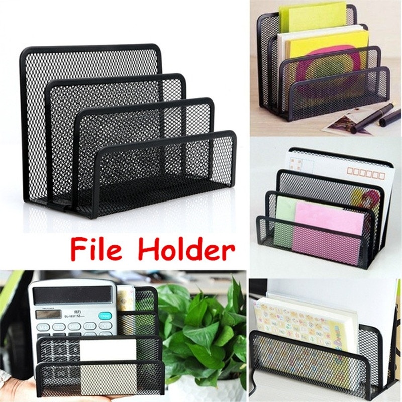 1 stücke Schwarz Mesh Brief Papier Datei Storage Rack-Halter Tablett Veranstalter Desktop Büro