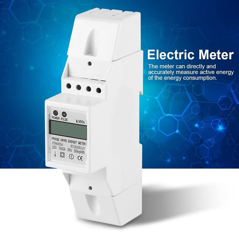 Digital LCD Energy Meter DIN-Rail Electric Meter Single-Phase 10-40A Electronic Kilowatt Hour KWh Meter